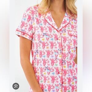 Roller Rabbit Be My Monkey Valentine Polo Pajama Set